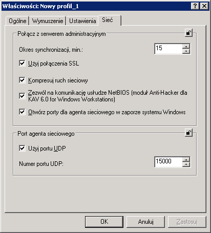 Zdalne zarządzanie aplikacją 79 Rysunek 50. Twrzenie prfilu dla agenta sieciweg Okn Ustawienia Rysunek 51. Twrzenie prfilu dla agenta sieciweg Okn Sieć 3.1.1.10.