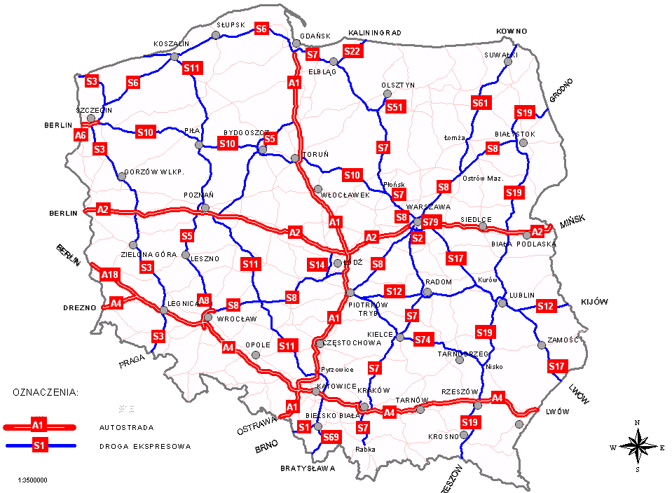 Rysunek 24: Docelowy układ dróg krajowych
