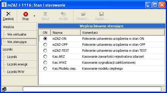 kaswanie wskaźników ptycznych na płycie człwej zabezpieczenia (didy LED i wyświetlacz LCD); kaswanie mdelu cieplneg; kaswanie bufra rejestratra zdarzeń; przełączenie urządzenia w stan TEST;