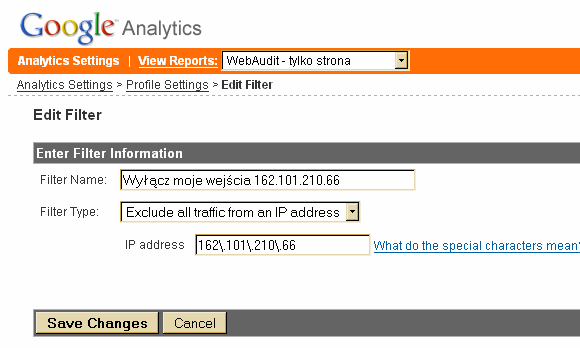 Google Analytics filtry Tylko potrzebne dane!