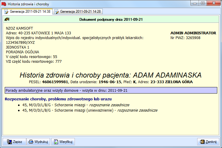 Stomatolog - obsługa HZiCh Moduł stomatolog jako ostatni doczekał się także pełnej obsługi HZiCh.