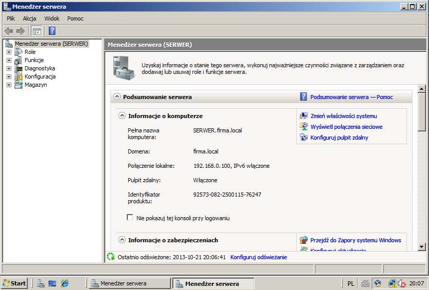 Windows Server 2008 Standard Str. 1 Ćwiczenia. Opr. JK I.