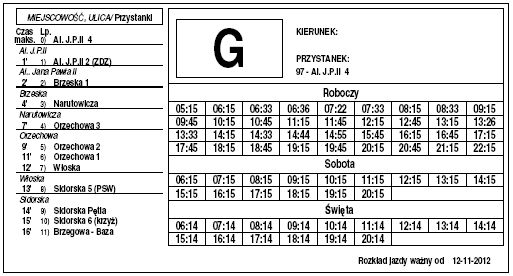 Godziny odjazdów Rozkład jazdy ważny od 2.3.