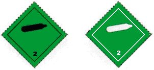 6 Czarne cyfry na pomarańczowym tle; muszą one mieć wysokość znaku około 30 mm i grubość 5 mm (dla nalepki ostrzegawczej 100 x 100 mm); cyfra 1 w dolnym rogu.