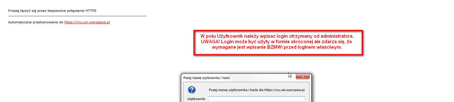 Okno logowania na stronie CRU UM Aby rozpocząć pracę w aplikacji CRU UM należy w pasku adresu przeglądarki internetowej wpisać cru.um.warszawa.pl. Na ekranie ukaże się okno logowania.