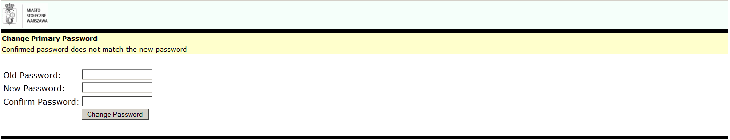 Komunikaty błędnie dokonanej zmiany hasła które wygasło, należy powtórzyć czynność zmiany hasła Nie można zmienić hasła. (Zbyt krótkie, nowe hasło musi mieć min.