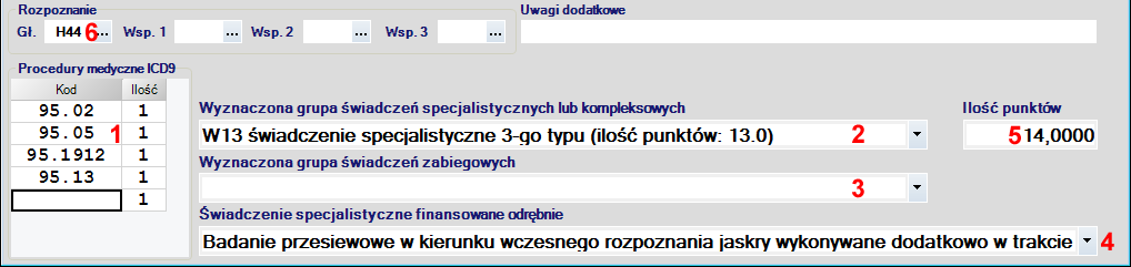 Klawisze nawigacyjne używane we wnętrzu formatki: Przejście do następnego domyślnego pola: klawisz TAB Przejście do poprzedniego domyślnego pola: klawisze Shift + TAB Przejście z grupy Rozpoznań do