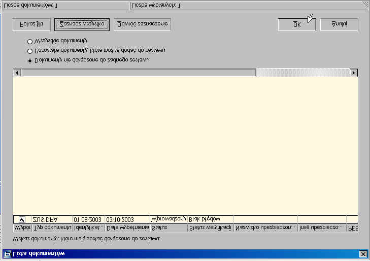 11 - W kolejnym okienku Lista dokumentów (rys.iii.11) dostępna jest lista dokumentów, które możemy dodać do zestawu.