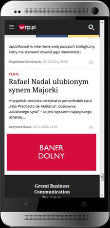 Mobile baner górny, baner dolny Format