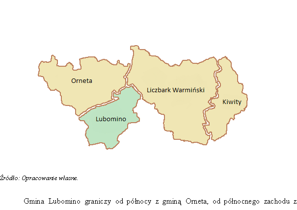 gminą Lidzbark Warmiński, od zachodu z gminą Miłakowo, od wschodu z gminą Dobre Miasto i od południa z gminą Światki (rys.2).