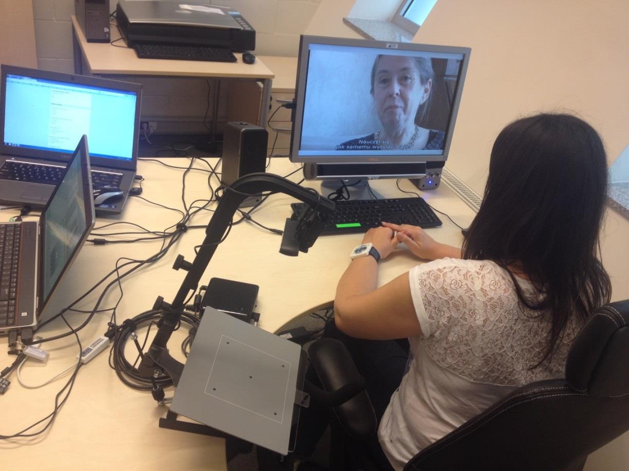 Procedura badania Świadoma zgoda na udział w badaniu Oglądanie filmów na trzech urządzeniach: monitor, ipad, iphone Kalibracja Film norweski