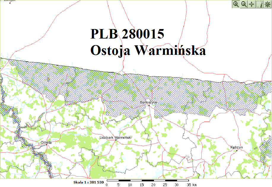 Kaliningradzki). Niecka zajmuje płaskie obniżenie wytopiskowe. Znaczną część ostoi pokrywa zwarty kompleks Lasów Skaliskich.