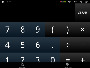 Dotknij ikonę, aby otworzyć panel zaawansowany kalkulatora.