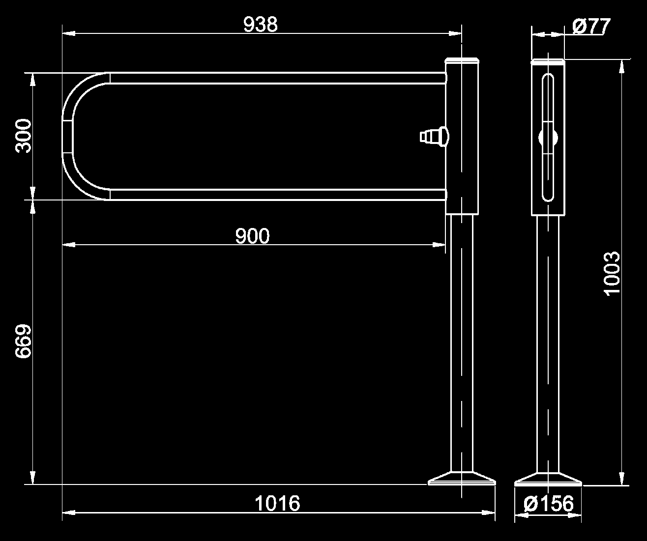 Bramka obrotowa BR1-U Z MECHANIZMEM SPRĘŻYNOWYM POWROTU RAMIENIA DO POZYCJI ZEROWEJ (WERSJA JEDNO I DWUKIERUNKOWA) 1 3 2 4 5 6 (1) pokrywa górna wykonana ze stali nierdzewnej, (2) obudowa ruchoma