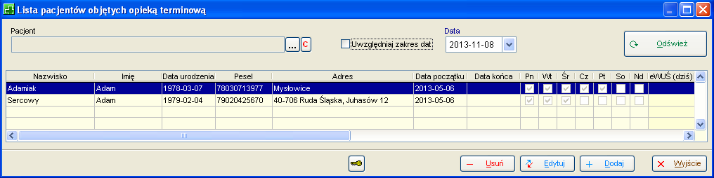 Po kliknięciu przycisku [Sprawdź w ewuś] system dokonuje sprawdzenia uprawnień w systemie ewuś w dniu dzisiejszym. 4.