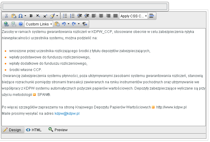 Formatowanie adresu e-mail Rysunek 37 Sformatowane łącze do strony Adres mailowy, który chcemy sformatować wprowadzamy w oknie edytora.