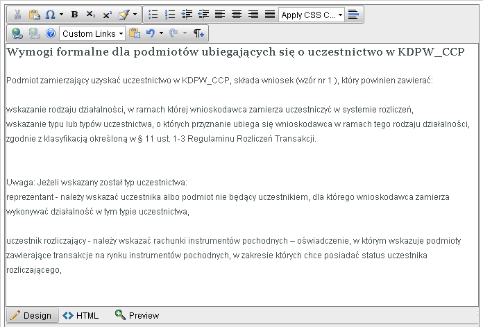 Rysunek 5 Aktywne okno edytora tekstu - formatowanie nagłówka Formatowanie tekstu Zdefiniowano 4 sposoby formatowania tekstu: Tekst pisany zwykłą czcionką w kolorze