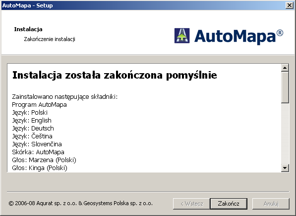 Postępujemy zgodnie z instrukcją instalatora. Po zakończeniu tej operacji klikamy w przycisk OK. Upewniamy się, że licencja przypisana zostanie do karty pamięci.