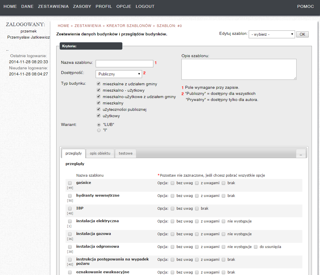 Pobieranie zestawienia w postaci plików formatu programu Excel wykonywane jest po naciśnięciu przycisku XLSX:: XLSXWriter.