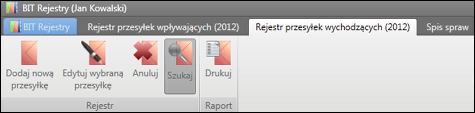 Rejestrowanie przesyłek wychodzących Przesyłka wychodząca to przesyłka, która przez użytkownika prowadzącego daną sprawę zostanie wysłana na zewnątrz jego podmiotu.