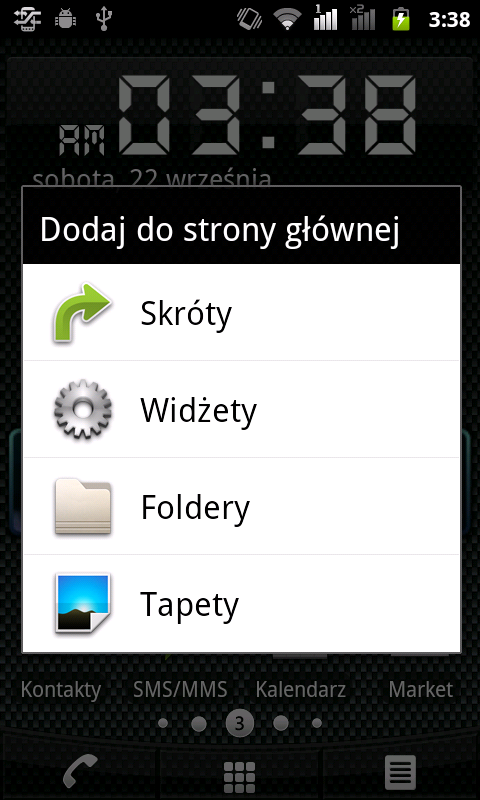 Alarm. Powiadomienie o zdarzeniach. Nieodebrane połączenie. Podłączone debugowanie USB. Dane są synchronizowane. Powiadomienie ogólne. Radio FM jest włączone. Odtwarzanie utworu. Pobieranie aplikacji.