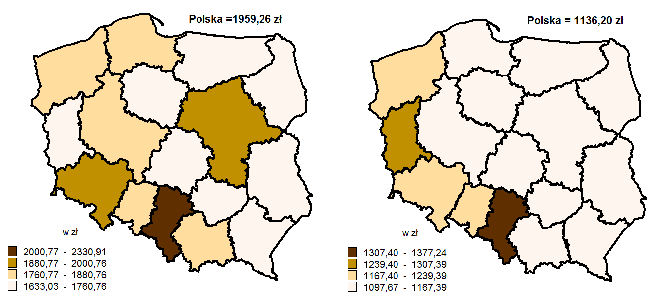 Emerytury i renty 41 wszystkich województwach, ale podobnie jak w analogicznym okresie ub. roku, jedynie w śląskim była ona wyższa od średniej krajowej (o 19,0%).