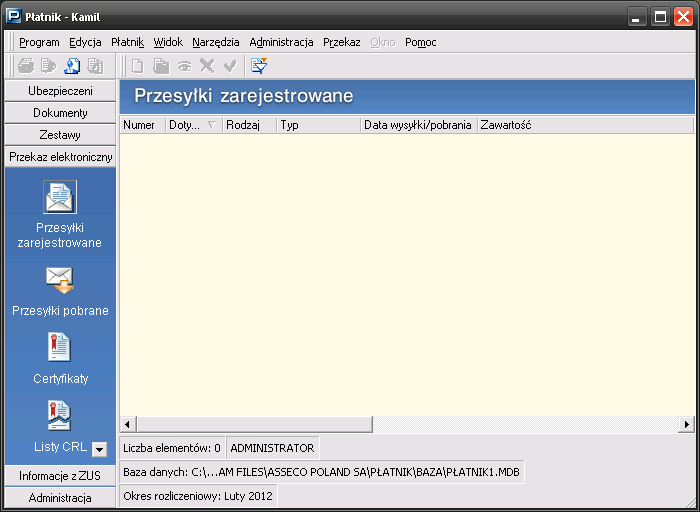 3.2. Wyświetlenie listy certyfikatów programu Płatnika W celu wyświetlenia listy certyfikatów należy kliknąć w