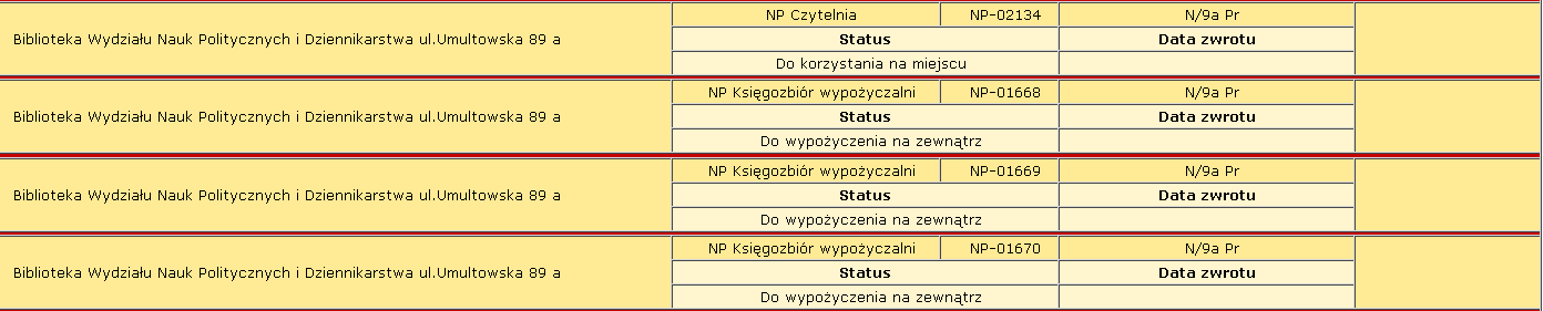 Książki z kolekcji księgozbiór czytelni, księgozbiór wypożyczalni znajdują się na półkach w wypożyczalni.