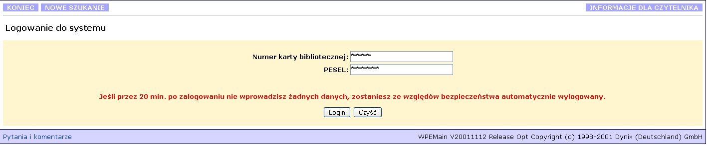 Po kliknięciu na przycisk Zamów i potwierdzeniu przyciskiem OK, w ekranie logowania,