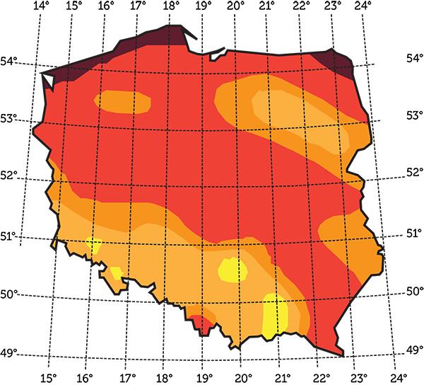 Rysunek 10. Strefy energetyczne wiatru w Polsce Źródło: http://www.oze.otwartaszkola.edu.