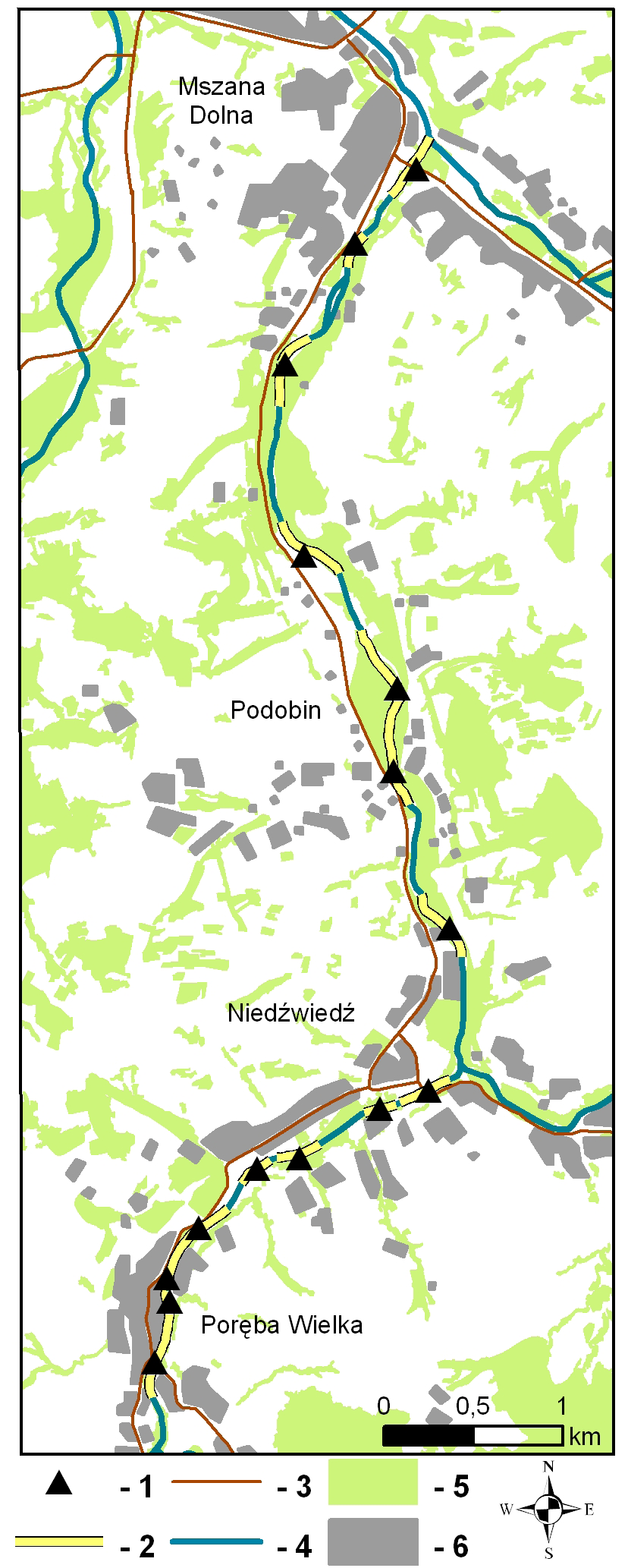 Ochrona Beskidów Zachodnich 6: 85 93, 2015 progami. W efekcie nurt jest spowolniony i ustabilizowany, a brzegi mają stały przebieg.