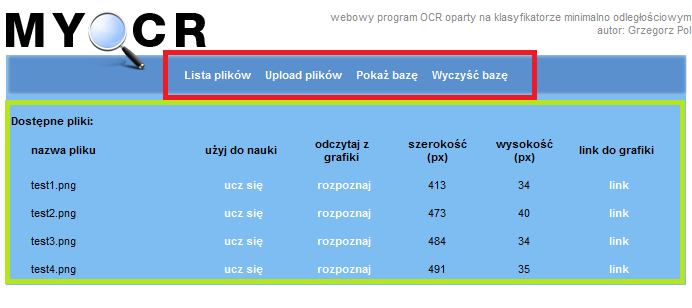 1. Ogólny opis aplikacji Jako cel zadania projektowego wybrałem stworzenie aplikacji internetowej do rozpoznawania znaków opartej na klasyfikatorze minimalno odległościowym.