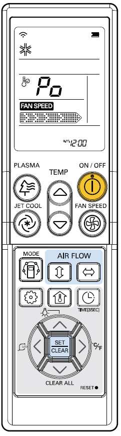 Instrukcja obsługi Instrukcja obsługi Tryb chłodzenia praca standardowa 1 Nacisnąć przycisk ON/OFF. Rozlegnie się sygnał dźwiękowy. 2 Naciskając przycisk MODE wybrać tryb chłodzenia.