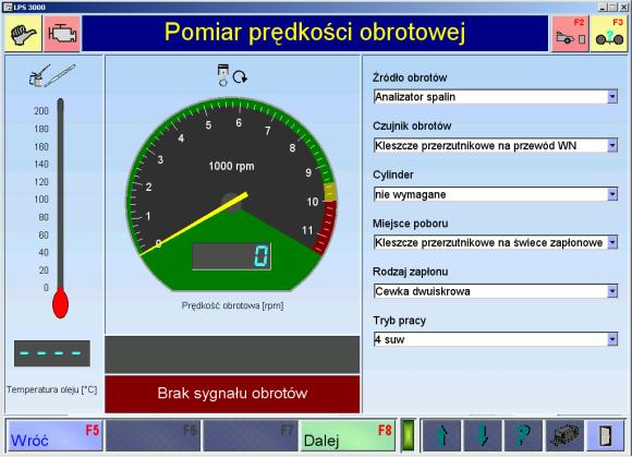 Ustawienia Hamownia podwoziowa LPS 3000 5 Wybierz źródło poboru mocy oraz czujnik którego będziesz używać i dokonaj niezbędnych ustawień. 6 Naciśnij klawisz funkcyjny <F8 Dalej>.