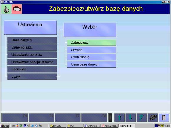 Diagnoza / Serwis 8.3 Zarządzanie bazą danych Za pomocą tej funkcji programu mamy możliwość przechowywania i zabezpieczania danych na płycie głównej komputera.