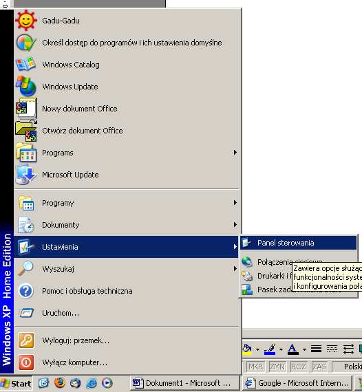 Konfiguracja połączenia PPPoE w systemie Windows XP (na przykładzie wersji XP Home Edition PL) Karta sieciowa musi być
