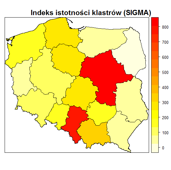 Indeksy klasteryzacji dla województw Zródło: Dorota Ciołek, Tomasz Brodzicki (