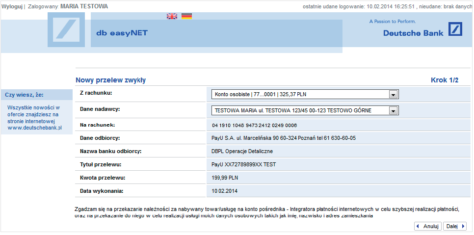 Szybkie płatności internetowe (PayByLink) Usługa szybkich i bezpiecznych płatności pozwoli Ci na sfinalizowanie transakcji zakupu w sklepie bądź serwisie internetowym w zaledwie kilka minut.