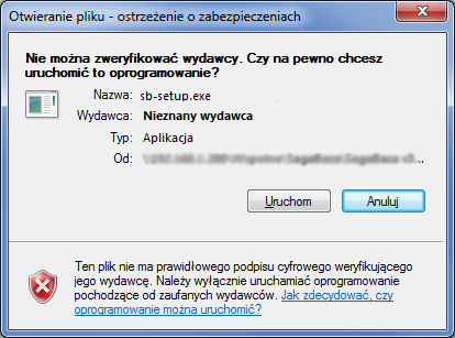 Koniec instalacji Możliwe problemy a) Po uruchomieniu procesu instalacji pojawia się