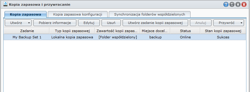 Tworzenie kopii zapasowych danych lub iscsi LUN na serwerze Synology DiskStation Oprócz tworzenia kopii zapasowych danych z komputera na serwerze Synology DiskStation, jako użytkownik admin lub