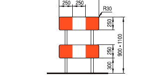 7.2. Zasady ogólne zastosowania urządzeń bezpieczeństwa ruchu przy oznakowaniu i zabezpieczeniu robót Zapora drogowa pojedyncza szeroka U-20b Zapora drogowa pojedyncza U-20a Zapora drogowa podwójna