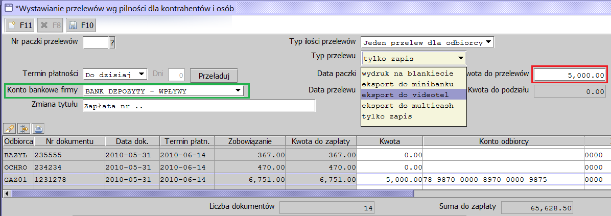 Bezpieczne przelewy - łącznik z Systemem Bankowości Elektronicznej Podczas generowania przelewów należy uzupełnić informacje dotyczące konta, z którego będziemy chcieli dokonać płatności