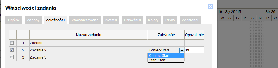 Gantter Gantter- zadania Gantter- zadania Zależność FS