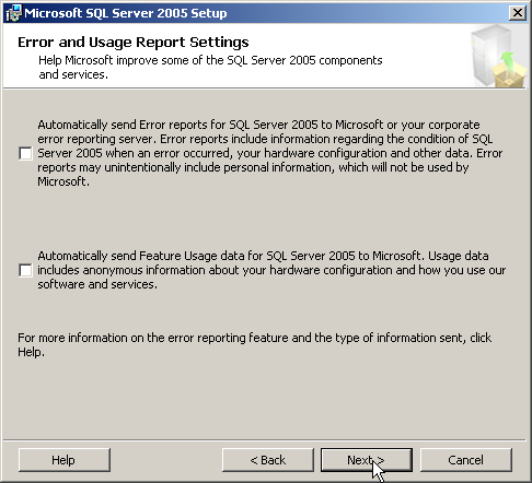 W kolejnym oknie (Error and Usage Report Settings) naleŝy