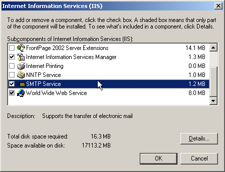 W oknie Application Server naleŝy zaznaczyć ASP.NET. Zawartość okna powinna wyglądać jak na rysunku poniŝej. Następnie naleŝy wskazać Internet Information Services (IIS) i wskazać Details.