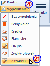 Rysowanie kształtów Jeśli chcesz narysować jakiś kształt, wykonaj następujące czynności: a. Na karcie Start w grupie Kształty rozwiń listę dostępnych kształtów. b.