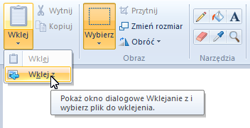 c. Na karcie Start w grupie Schowek kliknij przycisk Wklej. d. Gdy wklejony obiekt jest nadal zaznaczony, można go przenieść w inne miejsce obrazu przez przeciąganie.