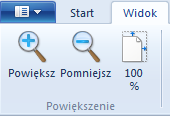 a. Na karcie Start w grupie Narzędzia kliknij przycisk. Czynność ta spowoduje, że kursor myszy przyjmie postać lupy i bę