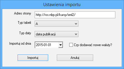 Import kursów walut z NBP Dodano możliwość importu kursów walut z NBP. W menu podręcznym dla listy dokumentów kartoteki Sprzedaż dodano polecenie Import kursów walut NBP.