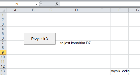 Podobnie będzie przedstawiać się użycie Cells, ale pamietając, że D7 to pierwszy wiersz i pierwsza kolumna w danym zakresie.